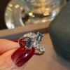 Coreano New ins Niche Design Retangular Luxo Flash Diamond Ring Mulheres Seiko Simple Light Luxury Internet Celebrity Opening