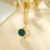 Colgante de jade azul de agua chapado en oro y plata de ley S925 con carácter Fu, exquisito trébol de cuatro hojas, elegante, vintage, personalizado, para mujer china.