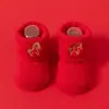Calcetines para Bebé Jingqi Otoño e Invierno Bebé Rojo Año Nuevo Antideslizantes Suela Suave Calcetines de Piso Niños Espesos Cálidos Calcetines para Niños Pequeños