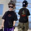 Camiseta de Algodón para Niños Verano Niños Camiseta Manga Corta Estilo Nuevo Mediano-Grande Niños Estilo Occidental Media Manga Ins Calle Frita Marca de Moda Prenda Base