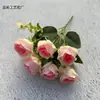 Buquê Simulado de 8 Rosas Pequenas para Decoração de Casa, Casamento, Sala de Estar Interna, Buquê para Props de Fotografia, Flores Artificiais