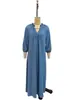 Ropa transfronteriza europea y americana para mujer Amazon Vestido bohemio de cuello en V con manga abullonada vestido largo tipo kimono estilo vacacional