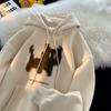 Sudadera con Capucha de Gatito para Hombre Primavera y Otoño Estilo Americano Abrigo Grueso Rígido Marca de Moda Oversize Retro Otoño Nuevo Estilo