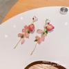 Brincos de Flores Eternas com Agulha de Prata 925, Morango de Cristal, Amor, Design Doce para Meninas, Brincos com Senso de Design, Joias Femininas