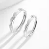 Par de Anéis de Casal Ondulados Escovados em Prata de Lei S925 Estilo Coreano Nicho Par de Anéis Fashionable Simples Anel Aberto