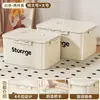 Caixa de Armazenamento Doméstica Espessa com Tampa para Lanches e Roupas, Caixa de Armazenamento de Brinquedos de Plástico Portátil de Grande Capacidade