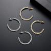 Pendientes Jinse de una sola fila de diamantes con incrustaciones de cobre y perlas de circonita, joyería transfronteriza de temperamento de moda europea y americana para mujer
