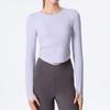 Ropa de yoga para mujer, top deportivo de otoño e invierno con almohadilla para el pecho, ajustado, adelgazante, de manga larga, elegante, de moda, para correr y entrenar.
