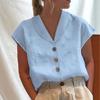 Amazon Wish Aliexpress 2022 Nova Roupa Europeia e Americana Manga Curta Cor Lisa Slim Gola Alta Camisa para Mulheres