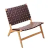 Silla de Ocio para Balcón de Sala de Estar Hogareña Silla de Mimbre Estilo Nórdico Ins Sillón de Cuero de Sillín de Madera Maciza Silla Sofá Perezoso Creativa