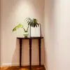 Mesa de Vestíbulo Estilo Francés, Semicircular, Lujo Ligero, Mesa Sencilla Negra para Vestíbulo de Entrada, Montada en la Pared, Mesa Extremadamente Estrecha para Pasillo