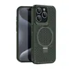 Disipación de calor transpirable, compatible con carcasa de teléfono móvil Apple 14, soporte magnético, carcasa rígida de malla de panal para iPhone 13 y Pro Max 15.