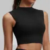 Colete Esportivo de Nylon de Alta Intensidade com Gola Alta Pequena para Roupa Externa, Protetor de Peito Integrado, Camiseta Top Fitness Yoga à Prova de Choque