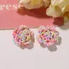 Caramelo de Dopamina Colorido Camelia de Doble Capa con Perlas Aretes DIY de Verano Pinzas Laterales Accesorios para el Cabello Accesorios de Flor para Zapatos