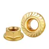 Porca Flangeada Hexagonal de Cobre H59 M3~M12 Cobre Puro Porca Antiderrapante Porca de Dente de Flor de Superfície Flangeada Hexagonal