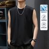 Camiseta sem mangas de algodão mercerizado com amônia líquida pesada 240g Masculina Verão Fresca Solta Esportiva Fitness Casual Colete de Ombros Largos