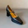 Nuevos Zapatos Mary Jane de Tacón Bajo Vintage para Mujer, Estilo Francés de Tacón Alto, con Punta Cuadrada y Tacón Grueso, Zapatos de Moda