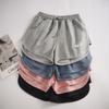 Pantalones cortos deportivos tipo gofre para mujer, estilo coreano, holgados, ajustados, de corte A, de pierna ancha, para estar en casa.
