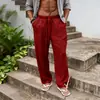 2026 Verano Transpirable Algodón y Lino Hombres Sueltos Casuales Deportivos Lino Pantalones Rectos Transfronterizos Amazon Europeos y Americanos