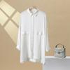 Principios de Primavera Nueva Camisa de Seda Pesada para Mujer Largo Medio Elegante Ropa de Trabajo Suelta Seda Sedas y Satenes Camisa de Seda de Morera