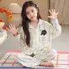 Pijama para niñas para primavera y otoño, 100% algodón puro, cárdigan de manga larga, nuevo modelo 2026, conjunto de ropa de casa para niñas