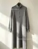Vestido de Punto Midi Estilo Otoño e Invierno Transfronterizo Color Sólido Manga Larga Raglán de Punto a Media Pierna para Mujer