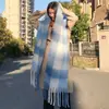 Bufanda de Cuadros Transfronteriza Nueva Estilo Europeo y Americano Bloque de Color para Mujer Bufanda de Punto Suave Cera Cálida Otoño e Invierno Nórdico Cuadros de Color Contrastante