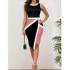 Saias Femininas Europeias e Americanas Transfronteiriças Wish Amazon Ebay Moda Vestido Justo Estampado Sem Mangas de Gola Redonda