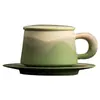 Taza de Café de Montaña con Platillo Taza de Cerámica para el Hogar con Tapa Taza Personal para Beber de Oficina Taza de Pareja