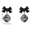 Pendientes Cuadrados Rojos de Lazo de Año Nuevo, Elegantes y Versátiles, Pendientes de Aguja Plateada de Moda, Pendientes Sencillos de Cristal Muy Brillantes para Mujer