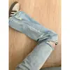 Tendência de Verão 2026 Novo Estilo Americano Jeans Rasgado Cintura Alta Slim Reto Perna Larga Calças para Mulheres