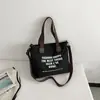 Bolsa de Lona com Letras da Moda Ins Bolsa Tote de Grande Capacidade Nicho Versátil Bolsa de Mão Bolsa de Ombro Bolsa Transversal para o Dia a Dia