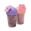 Bandas de Goma de Colores con Flores en Stock Transfronterizas en un Cubo, Ligas para el Cabello para Niñas, Bandas para el Cabello No Dañinas, Accesorios para el Cabello para Niños