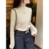 Suéter de Punto de Cachemir Nuevo para Mujer, Ropa Interior de Cuello Alto para Otoño e Invierno, Diseño de Top