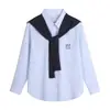 Camisa con Capa Bordada por Capas para Mujer, Tallas Grandes, Corte Holgado, Favorecedora y Adelgazante 66139