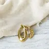Anillo Ovalado Irregular Cóncavo de Frijol Cepillado Único para Mujer, Anillo Abierto Elegante y Sencillo para Dedo Índice de Moda