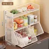 Estante de Almacenamiento de Escritorio, Estilo Deslizante, Estante de Almacenamiento de Encimera de Cocina Estilo Vintage, Gabinete de Almacenamiento de Bocadillos, Portavasos de Agua, Superventas Transfronterizo