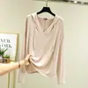 Suéter com Capuz Fino de Modal para Primavera e Verão Tamanho Grande Camisa Base Roupa Externa Camiseta Solta Roupas com Proteção Solar Roupas para Ar Condicionado em Casa