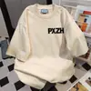 Camiseta de Manga Corta con Estampado de Letras de Diseño Perezoso para Hombres y Mujeres, Verano 2025 Estilo Callejero Americano Top Holgado Ins