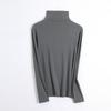 Camada Base de Gola Alta Feminina, Top Térmico de Lã, Estilo Inverno e Primavera/Outono, Tecido Escovado, Retentor de Calor, Camiseta de Manga Longa Fina