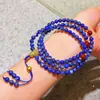 Pulseira de Alta Qualidade Estilo Retrô Lápis Lazúli Natural Design de Múltiplas Tiras