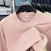 Camisa de Base Liso com Gola Redonda e Manga Longa em Lyocell Tencel para Homens 2025 Outono Nova Moda Camiseta Masculina Diária