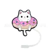 Nuevo Animal Gato Gorro de Popote Funda para Popote Tapón de Polvo de Silicona Fiesta Popote Hebilla Decorativa Clip Lindo Dibujo Animado Transfronterizo