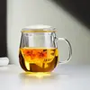 Taza de Vidrio para Uso Doméstico con Asa y Tapa, Resistente a Altas Temperaturas, Separación de Té-Agua, Nueva Taza de Té Transparente de Alto Borosilicato para Oficina