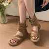 Sandalias Romanas Casuales Retro de Suela Gruesa con Punta Abierta para Mujer, Nuevas Sandalias de Verano 2026 de Caña Alta Adelgazantes, Sandalias Súper Populares Estilo Bota