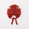 Gorro infantil para otoño e invierno, gorro de felpa cálido y grueso con protección para las orejas, gorro de lana tejido a prueba de viento, lindo, para niños y niñas