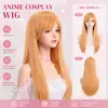 Pelucas europeas y americanas de 80 cm, flequillo largo de colores, cabello largo y liso, pelucas de cosplay de anime, extensiones de cabello de fibra sintética de alta temperatura