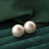Nuevos Pendientes de Perla Grande Color Pan al Vapor de Aguja de Plata de Verano, Tachuelas y Clips para Orejas Simples Elegantes de Gama Alta, Pendientes Versátiles Vintage para Mujer