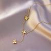 Popular Dulce Pequeño Fresco Pequeño Corazón Rojo Acero Titanio Collar para Mujer Estilo Ins Lujo Ligero Nicho Chapado en Oro de 18K Cadena Clavícula Combinable