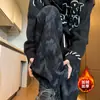 Pantalones Casuales de Otoño para Hombre Estilo Retro Americano Tie-dye Plisados con Caída Pantalones de Pierna Ancha Retro Versátiles Sueltos Cómodos para Hombre
